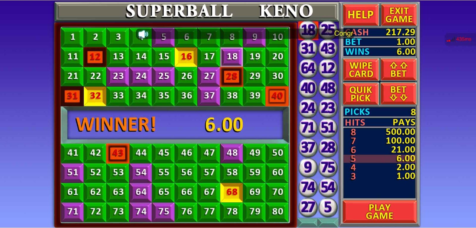 Superball Keno 1